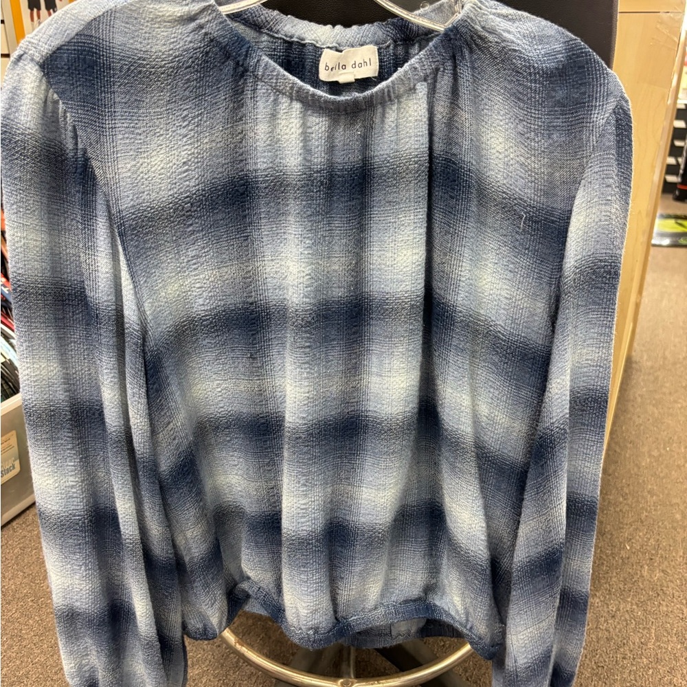 Bella Dahl Navy and White Plaid Blouse